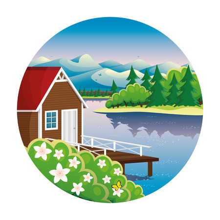 House on the lake.のイラスト素材