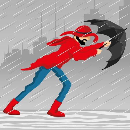 A man with an umbrella.のイラスト素材