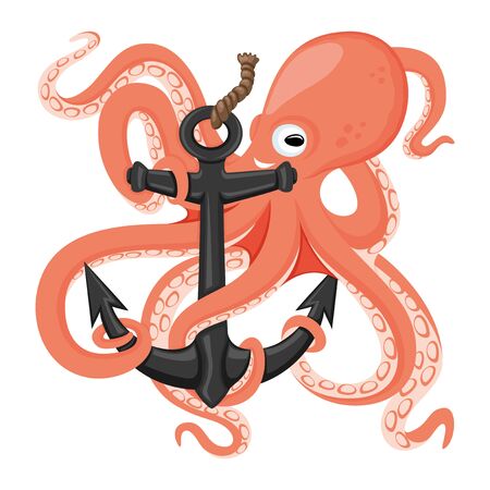 Cheerful octopus with an anchor.のイラスト素材