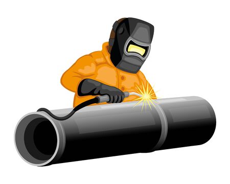 Welder welds the pipeline.のイラスト素材
