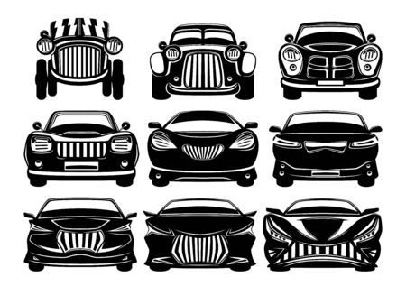 Car evolution vehicle set on white background.のイラスト素材