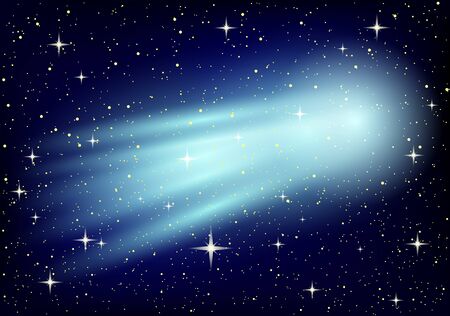 Space background with comet and stars on a dark background.のイラスト素材