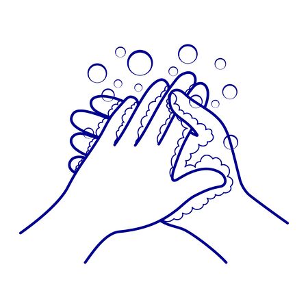 Hand washing and disinfection sign on a white background.のイラスト素材