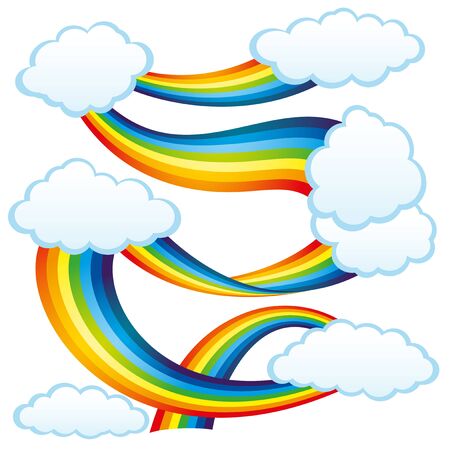 Rainbow and clouds on a white background.のイラスト素材