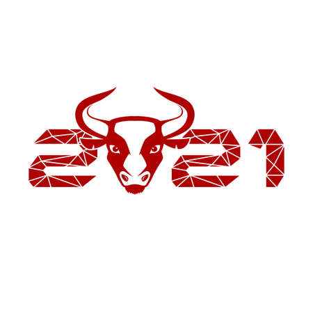 Bull symbol of 2021 on white background.のイラスト素材