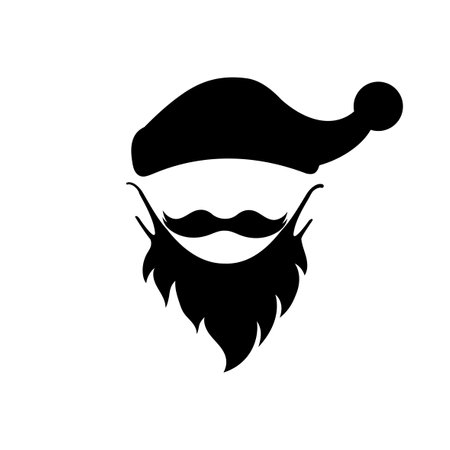 Santa Claus icon with beard and mustache isolated on white background.のイラスト素材
