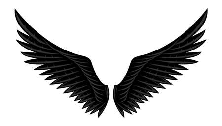 Illustration of two black wings on a white background.のイラスト素材