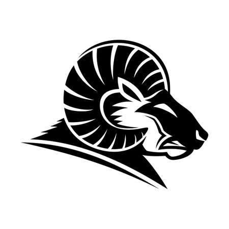 Illustration with angry ram animal icon isolated on white background.のイラスト素材