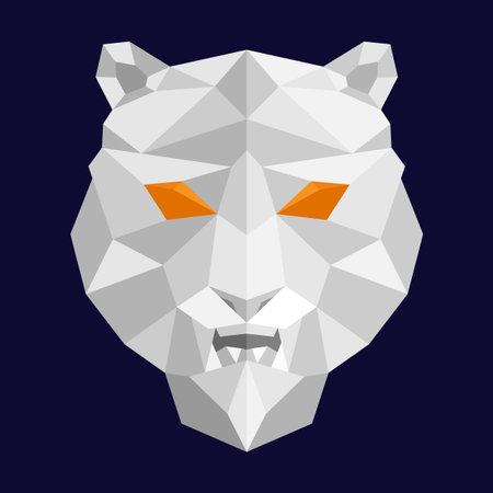 Illustration with abstract tiger icon on dark background.のイラスト素材