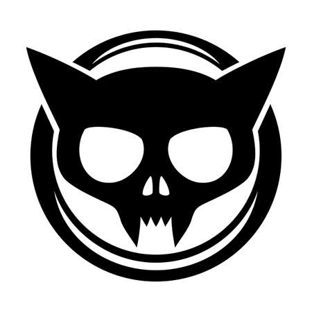 Round black cat icon on white background.のイラスト素材