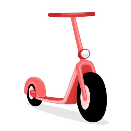 Red kick scooter, electric scooter on white background.のイラスト素材