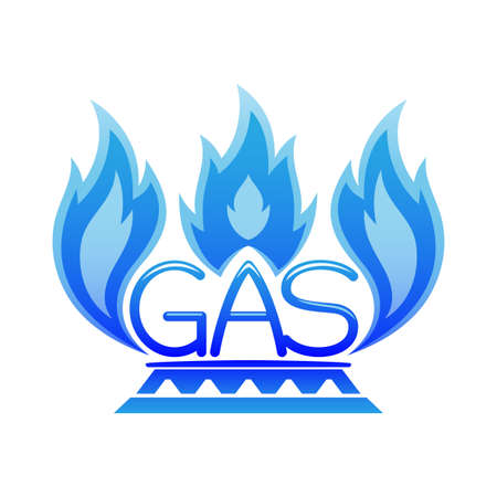 Illustration with natural gas and burner icon on white background.のイラスト素材