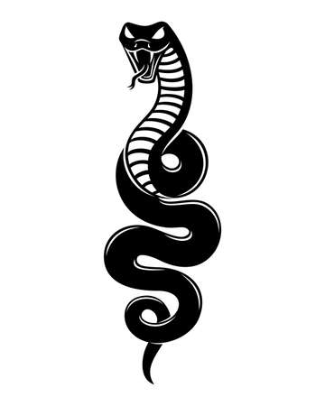 Illustration of angry snake icon isolated on white background.のイラスト素材