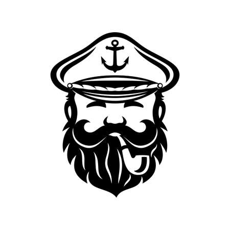 Ship captain monochrome icon isolated on white background.のイラスト素材