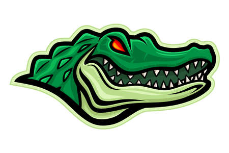 Green crocodile alligator icon on white background.のイラスト素材