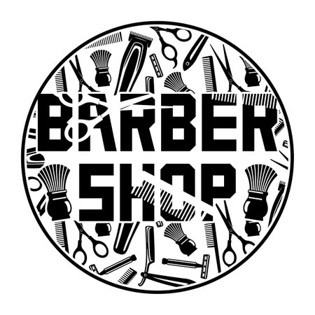 Round barbershop icon isolated on white background.のイラスト素材