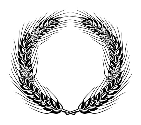 Wreath of ears of wheat on a white background.のイラスト素材