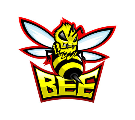 Angry bee in flight icon isolated on white background.のイラスト素材