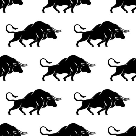 Seamless pattern with bulls on white background.のイラスト素材