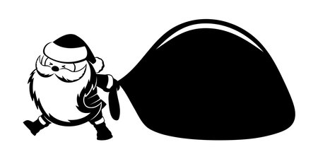 Santa Claus with big bags of gifts on white background.のイラスト素材