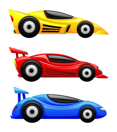 Set of colorful cars on a white background.のイラスト素材