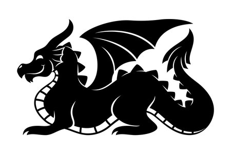 Sign of a black dragon on a white background.のイラスト素材