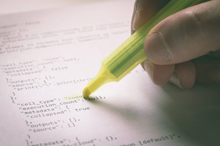Learning programming language PHP printed on paperの写真素材