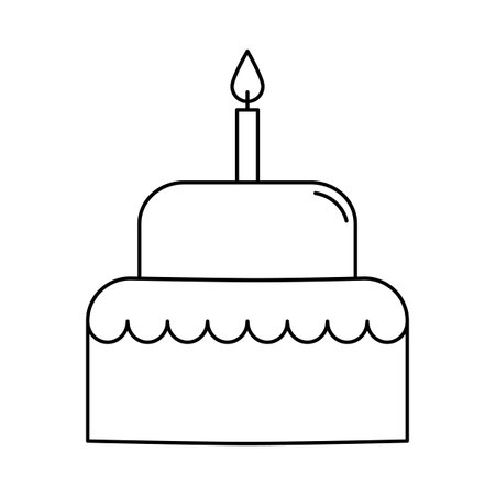 Holiday cake outline vector icon isolated on white background. Symbol cake for birthday, wedding,...