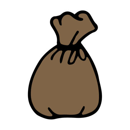 Cute doodle moneybag. Hand drawn icon of pouch. Vector illustrationのイラスト素材