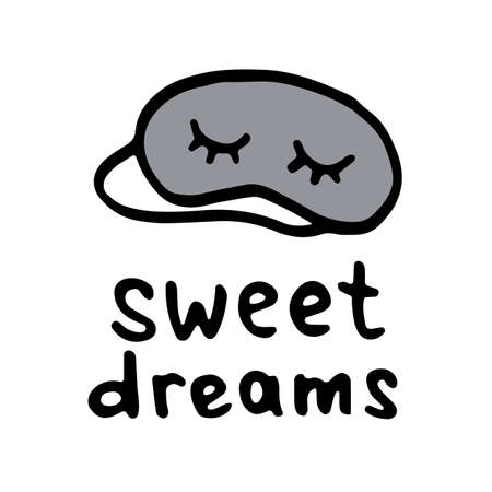 Sleeping mask vector icon in doodle style. Hand drawn symbol of accessory for relax. Cartoon print isolated on white backgroundのイラスト素材