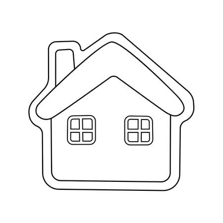 Gingerbread house in doodle style. Vector cartoon illustration for coloring book isolated on white backgroundのイラスト素材