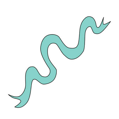 Blue ribbon in cartoon style. Tape for rhythmic gymnastics or holiday decoration. Vector illustration isolated on white backgroundのイラスト素材