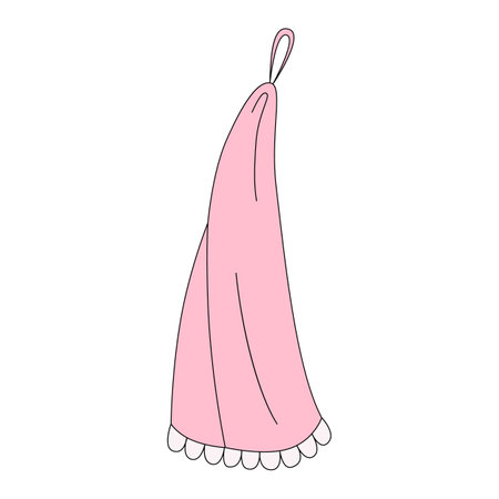 Pink towel with lace in cartoon style. Vector illustration isolated on white backgroundのイラスト素材