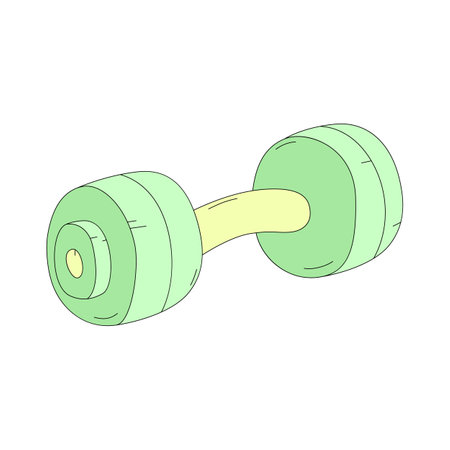Cartoon dumbbell for fitness training. Colorful vector illustration isolated on white background. Symbol of workoutのイラスト素材