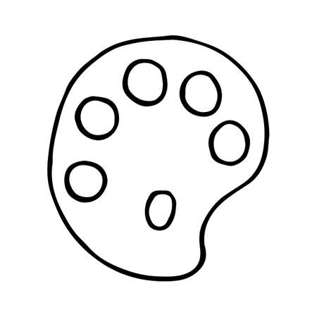Vector illustration of palette in doodle style. Hand drawn symbol of art-studio isolated on white backgroundのイラスト素材