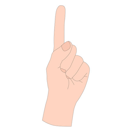 A hand gesture - pointer up. sign language. Vector illustration isolated on white backgroundのイラスト素材