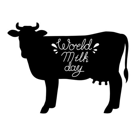 World Milk Day. Vector illustration isolated on white background. Letteringのイラスト素材