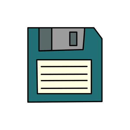 Vector illlustration of diskette in cartoon style isolated on white backgroundのイラスト素材