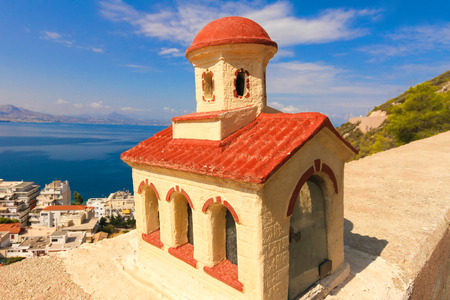 Greece street shrine. Orthodox chapel beside the road.の写真素材
