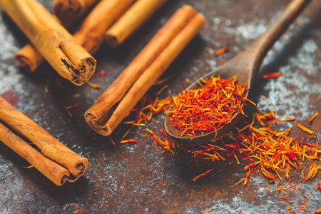 Imeretian saffron in a small natural wood spoon