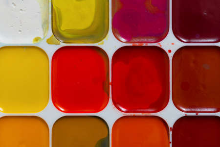 Red and yellow watercolor box pattern, backgroundの写真素材