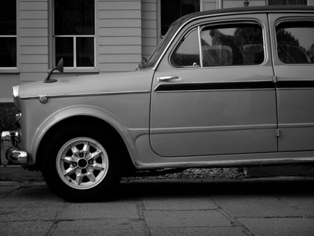 Retro car in black and white style