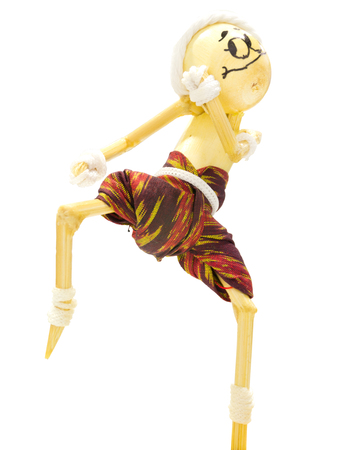Muaythai act by wood modelの写真素材