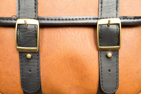 Close up the brown messenger back lock hookの写真素材