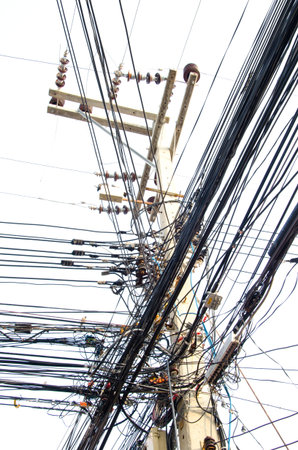 The confuses electric line on white background 