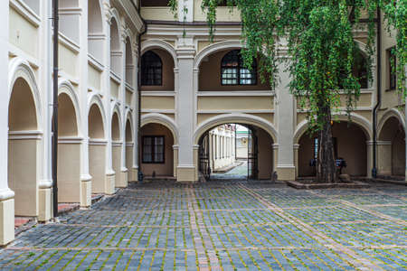 Enter in a Quiet Courtyard in The Heart of The Vilnius Old Townの写真素材