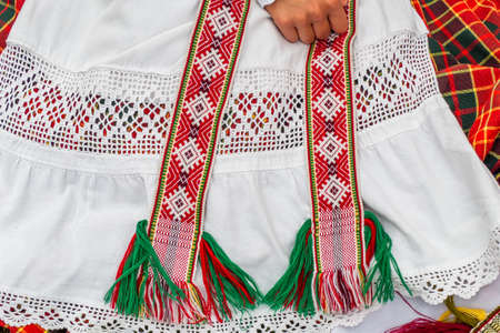 Traditional Old Lithuanian Costume. Lithuanian National Dress Ornamentの写真素材
