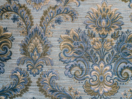 Carpet Texture with Patterns. Suitable for Creating a Background. Damask Golden Floral Patternの写真素材