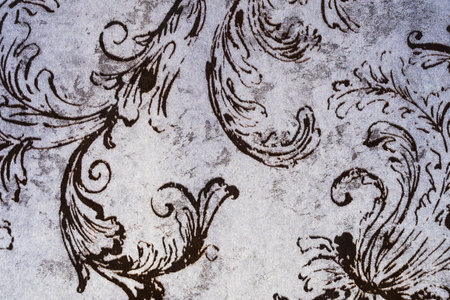 Distressed Fabric Texture Background with Seamless Floral Patternの写真素材