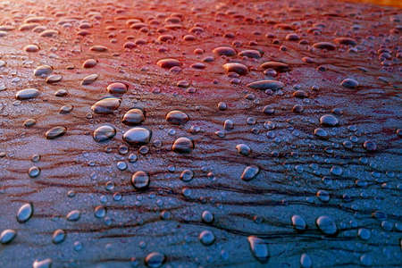 Blue Water Drops Abstract Background Textureの写真素材